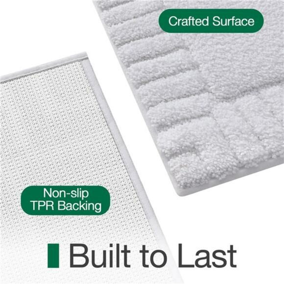 White Bathroom Rug Non Slip Bath Mat Soft Plush Absorbent Washable Quick Dry Car - Picture 4 of 7